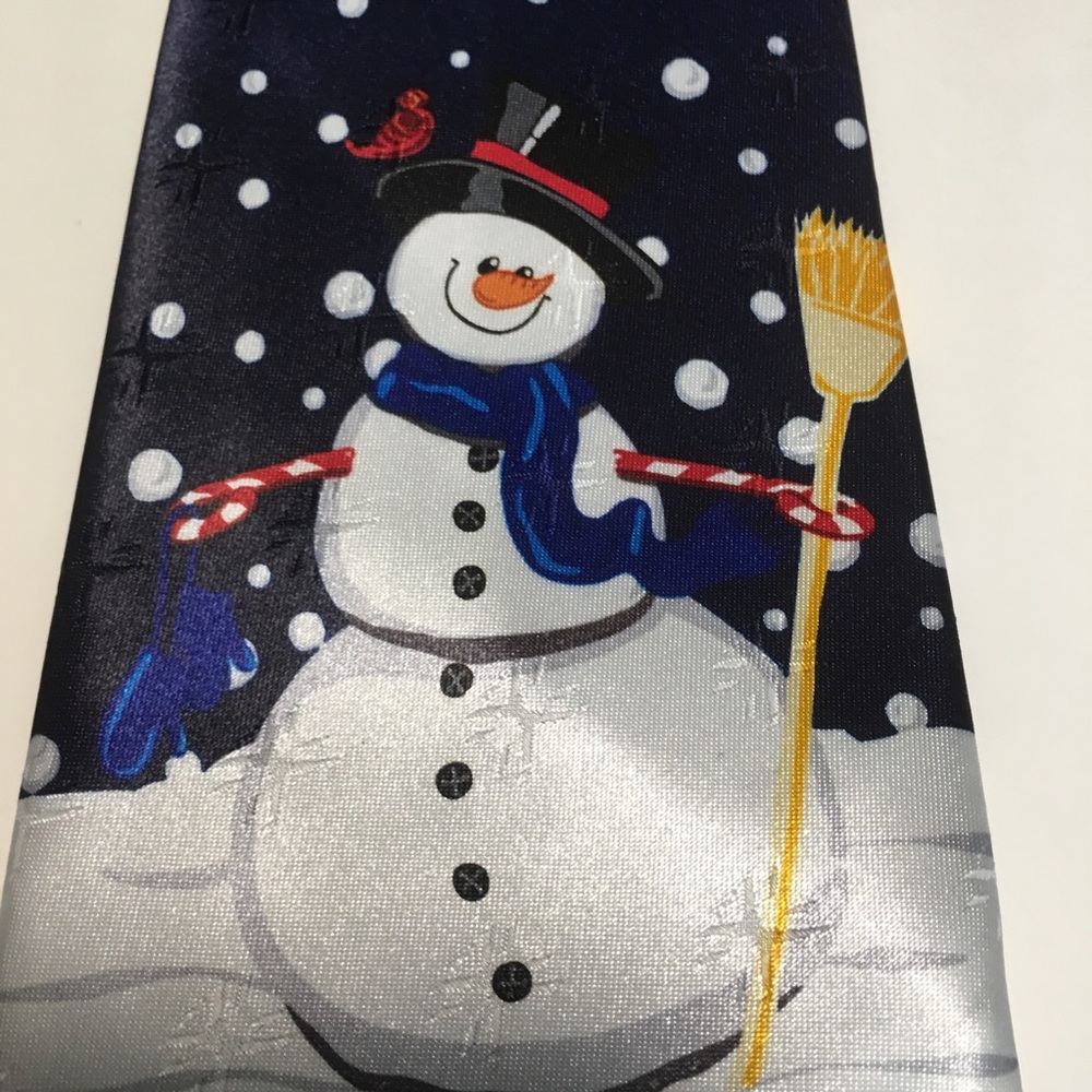 SNOWMAN WINTER HOLIDAY TIE RENE CHAGAL HANDMADE! XMAS HOLIDAY WINTER